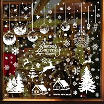 Vetrofanie Natalizie 225 Pezzi Con Babbo Natale, Alce, Fiocchi Di Neve | Adesivi Per Finestre In PVC Riutilizzabili, 8 Fogli 29x19,3 Cm