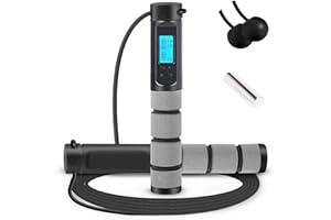 Wastou Corda per saltare, maniglia appesantita digitale allenamento corda per saltare con contatore di calorie per l'allenamento fitness, velocità di esercizio regolabile saltando la corda per tutti
