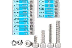 DAOKAI Set Bulloni e Dadi a Esagono Incassato, M3 Metrica Acciaio Inossidabile 304 Bulloni a Testa Esagono incassato Viti Kit Dadi per Mobili Auto Industriali (Set da 400 Pezzi)