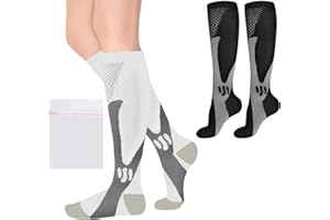 ACWOO 2 pary skarpet uciskowych dla mężczyzn i kobiet, 15-20 mmHg skarpety kompresyjne, pończochy uciskowe na ból pryszczy, sport, podróże, bieganie, żylaki, zakrzepica