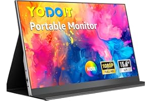 ‎YODOIT Yodoit Portable Monitor 15,6 Zoll, Tragbares IPS Display | FHD 1920x1080P, USB-C & HDMI Anschlüssen, Eingebaute Lautsprecher, Eye-Care Bildschirm für PC, Laptop, Xbox, PS3/4/5, Switch & TV