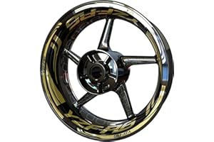 FOOQS Motocicleta Moto Llanta Inner Rim Tape Decal Pegatinas F2 para Yamaha YZF R6 YZFR6 YZF-R6 (Oro)