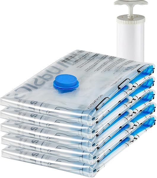 Amazon Basics Vacuum Compression Storage Bags with Hand Pump - Medium, 5-Pack - 1