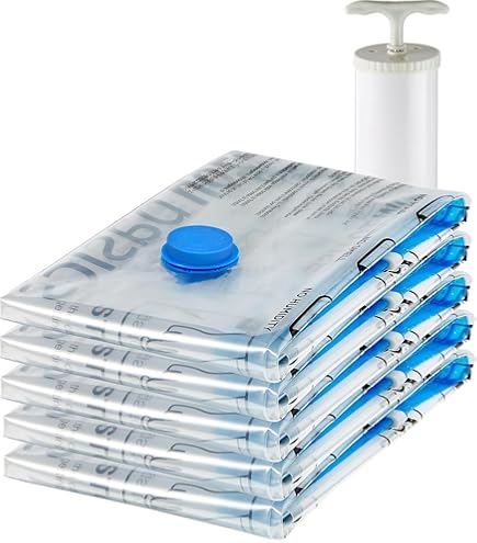 Sacs Vacuum Voyage Sacs Rangement Sous Vide Spacesaver 12 Pièces - Gain Place 80% - Pompe Voyage Incluse Rangement Penderie Voyage