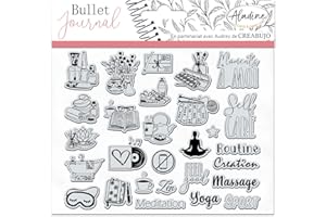 Aladine - Stampo Bullet Clear SELF CARE - Tabla de sellos de espuma, Huella Silicona - Ideal para Bullet Journal, Scrapbooking, Cuadernos - Loisirs Créatifs DIY