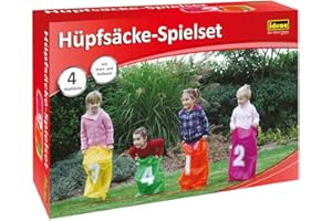 Idena 7408881 - Jeu de sacs gonflables avec 4 sacs gonflables, y compris le ruban pour le départ et l'arrivée, idéal pour les fêtes et les festivals de sport.