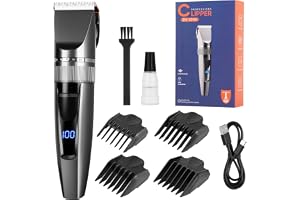 AYBUY Hårklippningsmaskin, Tondeuse skäggtrimmer för män, elektrisk trimmer med LED, 4 kammar, litiumbatteri, 1 200 mAh, batteritid upp till 90 min, längder 0,8–20 mm (A)