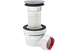 Wirquin 30723976 Ensemble bonde et siphon ultra compact Quick-clac H100 pour lavabo Nano 6.7, chromé et blanc