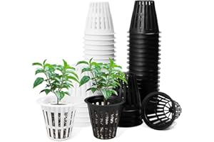 Huucozn 50 Stück Hydrokultur Netztöpfe 5.5cm Kunststoff Hydroponics Netztopf Hydrokultur Pflanzen net Mesh Topfpot Pflanzkorb Teich Netztopf Pflanzkörbe für Teichpflanzen für Hydroponics Supplies