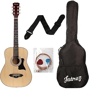 JUAREZ JRZ38C/NAT 38 Inches Lindenwood Right Handed Acoustic Guitar With Bag, Strings, Pick And Strap (Natural, Brown, 6 Strings)