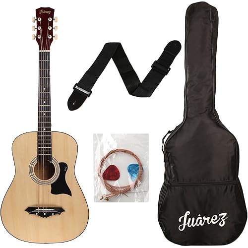 JUAREZ JRZ38C/NAT 38 Inches Lindenwood Right Handed Acoustic Guitar With Bag, Strings, Pick And Strap (Natural, Brown, 6 Strings)