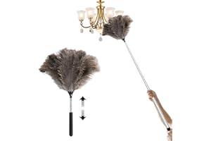 BSENHE Plumeau télescopique Extensible en Plumes d’Autruche – Nettoyez Facilement plafonds Hauts et placards (115 cm)​