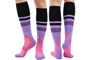 HOME HOLIC 2 Pairs Compression Socks for Women & Men 15-20mmHg Flight Socks Graduated Support Neuropathy Socks Fit for Running Nursing Sport Hiking Walking Cycling