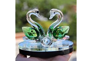 BESOT qianyue Cristal Verre Animal Swan Figurines Presse-papiers Feng Shui Artisanat Figurine Art et Collection pour La Maison De Mariage Décor Enfants Cadeaux (Vert)