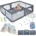 Piccasio Extensively Useful Baby Playpen Versatile playpen for babies and toddlers Elegant Baby Playpen Fence with Fluffy play mat and 20 Non-Toxic Pit Ball baby Play yard (120 * 120)
