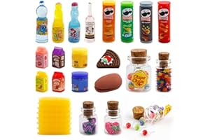 SHOWHEEL Comida Miniatura Juguete, Comida Miniatura 1/12, 21 Piezas Accesorios Casa de Muñecas en Miniatura, Mini Modelos de Alimentos y Bebidas, Mini Juguetes de Alimentos para Niños