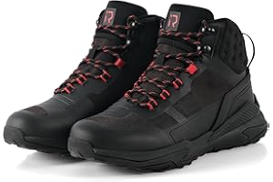RIDEIRON Chaussures Moto Hommes Hiver Bottes Moto Imperméables Antidérapantes Bottes d'équitation Décontractées Respirantes Rangement Dentelle Support Cheville Coussinet Nior