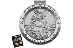 ‎ANWLKI Anwlki Heiligen Christophorus Medaille für Auto Heiliger Christophorus Visier Clip Zubehör Segen Fahren Sicherheit Komm Gut Heim Religiöses Geschenk für Fahrer, Eltern, Familie, Freund