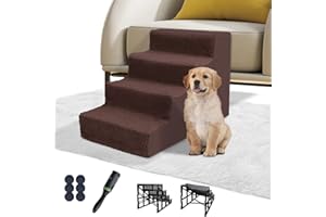 ZVONEMA ZNM Scala per Animali, Scala per Cane a 4 Gradi Facile da Installare, Scala per Gatto con Rivestimento Rimovibile in Peluche Lavabile - Invia Rotolo adesivo Vetement