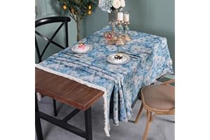 FUSEHNGRE Floral Rectangle Tablecloth 55 x 102 inches Combed Cotton Premium Table Cover Heavy Duty Table Cloth with Dust-Proof Wrinkle Resistant for Indoor, Outdoor Home Kitchen, Dining and Party Patio