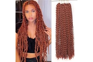 Xtrend 24 Inch 7Packs Water Wave Crochet Braids Hair for Butterfly Locs Passion Twist Crochet Hair Hot Water Setting Copper Red Passion Twists Braiding Hair Bohemian Braids Hair 350#