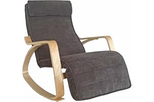 Brigros WeHome - Sedia A Dondolo Swing Amor Con Braccioli In Legno, Rocking Chair, Poltrona A Dondolo Con Poggiapiedi Regolabile, Poltrona Salotto, Poltrona Camera Da Letto (Tessuto, Grigio Scuro)