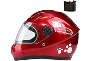 BYOUQ Casque de moto intégral pour enfants, casque de scooter approuvé ECE avec pare-soleil et écharpe amovible, casque de scooter pour garçons et filles âgés de 3 à 12 ans A,50-54CM