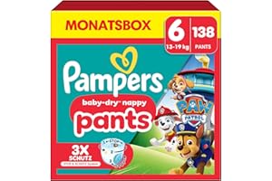 ‎PAMPERS Pampers Baby-Dry Pants Paw Patrol Edition Größe 6, 138 Windeln, 13kg-19kg, 360° Passform hilft, Auslaufen zu verhindern