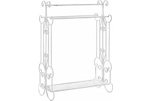 BELIANI Vintage Freestanding Towel Stand 60 x 90 cm 3 Rails Iron White Gladis