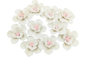 BTMIEY 10 piezas de azulejos de cerámica de flores 3D, flores de cerámica Procelain hechas a mano de 4 cm para obras de arte, pecera, jarrones, sala de estar, mesa de comedor, oficina, decoración floral del