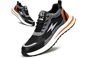 LAoutun Safety Trainers Men Steel Toe Cap Trainers Protective Safety Shoes Breathable Work Trainers Lightweight Work Shoes for Men Comfy Work Industrial Sneakers Puncture Proof Construction Work Boots