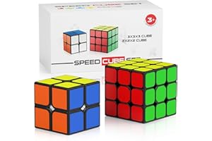 Vdealen Speed Cube Magique 2x2 3x3 Cube de Vitesse, Magic Cube pour Débutants et Utilisateurs Avancés, Cadeau pour Enfants Les Adolescents Adultes(Autocollant)
