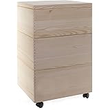 HolzFee Holzkiste TRIO Kiste Holz 40 x 30 cm 3-er Set Aufbewahrungskiste Auswahl (mit Rollen)