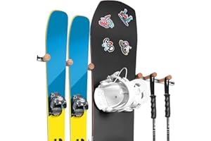 Fuloon Supporti da Parete per Sci/Snowboard,Portaoggetti per snowboard, Porta Sci da Muro Portasci Parete per Portasci per Casa e Garage Appendiabiti per Organizer 2 Rastrelliere - 80cm, Fino a 30 kg