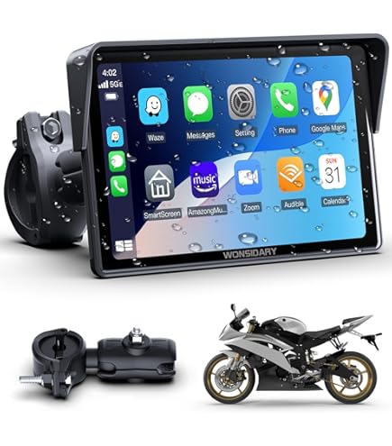 Carpuride W702 Écran Carplay sans Fil pour Moto, Portable CarPlay et