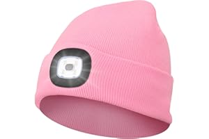 Abbicen Beanie Hat with Light Unisex Winter Headlight Hats LED USB Rechargeable Torch Cap Headlamp Flashlight Head Gift for Women Men