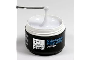 BEAUTY SPACE NAILS Nail Master Premium 30g, Babyboomer Milky White, Gel unghie UV/Led – Bianco latte Costruttore Modellante e Sigillante - Media viscosità, senza acidi