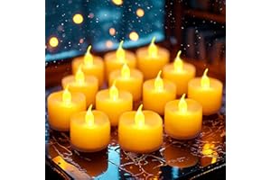 ‎LQWELL LQWELL 12 sztuk podgrzewaczy, świec LED, realistyczny migoczący płomień, zasilane bateriami, ciepły żółty, plastik, 3,2 x 3,6 cm na wesele, imprezę, festiwal, dekorację domu