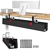 Univivi Under Desk Cable Management Tray, 36" No Drill Desk Cable Tidy Tray for Wire Management, Clamp/Screw Mount Cord Organ