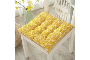 Morbuy Cojines Exterior Jardin, Estampados Geométricos Cojines Sillas Terraza, Cómodos Cojines para Sillas para Interior y Exterior, Cojines Exterior Lavable con Lazos (40X40cm-4PC,Amarillo)