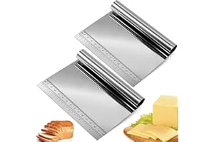 MNBHJK 2 Pezzi Raschietto Per Pasta in Acciaio Inox Pala Per Verdure in Acciaio Inox Spatola da Cucina Taglia Impasto in Acciaio Raschietto Tagliapasta Professionale Per Pane e Pizza con Righello Precisione