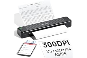 PokeLabel P831 Tragbarer Thermodrucker Normal und Thermopapier, Mobiler Drucker A4 für Unterwegs, Kompatibel mit Samsung Android iOS Handy, Bluetooth Schwarz Weiss Drucker für A4/B5/A5/Letter, Schwarz