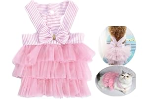 VANVENE Ropa para Mascotas, Vestidos para Perros pequeños Gatos Falda de tutú Chaleco de Princesa Petti Vestido Gatos Vestidos pequeños Pomerania Chihuahua Falda Ropa para Cachorros(Rosa S)