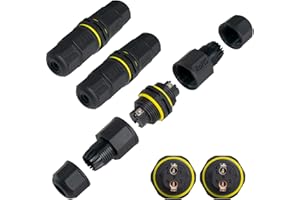 Duttek Conector de Cable Eléctrico Impermeable IP68 para Exteriores, Caja de Empalmes para Exteriores con Enchufe de 2 Pines M20 para Ø3mm 4.5-10mm (AC 400V, 17.5A) Diámetro de Cable (2 Piezas)