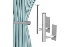 TANGHSE 2 Pack Curtain Holdbacks Self-Adhesive, No-Drill Curtain Tie Backs Hooks Mental L Shaped Wall-Mounted Drapery Tiebacks Hooks for Home Decoration Living Room/Bedroom/Shower