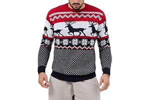 Feziakuk Maglione natalizio da uomo, con renna natalizia, maglione invernale caldo, maglione natalizio a maniche lunghe, maglione natalizio