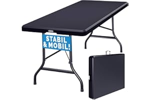 ‎CASARIA Casaria® Gartentisch 183x76cm Klappbar Wetterfest Tragbar Kunststoff 8 Personen Garten Terrasse Camping Balkontisch Klapptisch Buffettisch Anthrazit