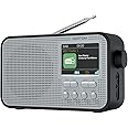 DAB DAB+ FM Portable Radio, Bluetooth, Alarm, Battery, Alarms, AUX, Headphone, 60 Presets (AZATOM Aspire Silver)