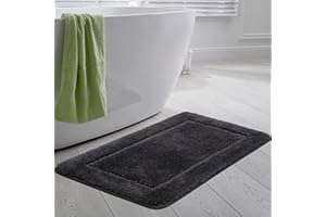 SOANNY Tappetino da Bagno Nero in Microfibra Morbida ad Alta Densità, Antiscivolo e Assorbente, Grande e Soffice, Lavabile in Lavatrice, 60 x 90 cm