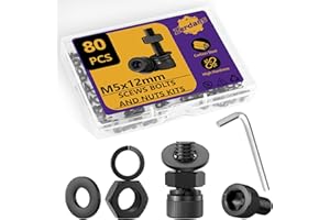 ZERDANS 80 Stk M5 Schrauben Set, M5x12mm Sechskantschrauben Muttern Set, 12.9 Grade Kohlenstoffstahl Zylinderschrauben Innensechskant Schrauben Set,Innensechskantschrauben für Möbelreparatur DIY